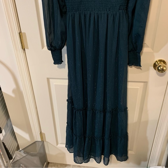 NWOT ALTAR’D STATE Green Maxi Dress with Metallic and Button Details - Picture 7 of 13